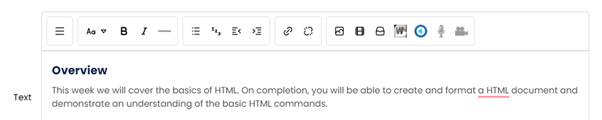Moodle - Text and Media Area - Text Input Field